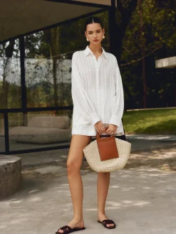 Two Tone Straw Bag