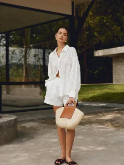Two Tone Straw Bag