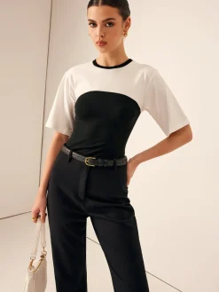 Two Tone Stretch Jersey T-Shirt