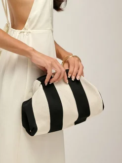 Two Tone Striped Clutch Bag