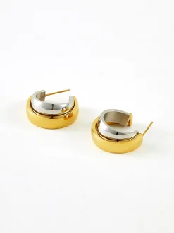 Two Tone Tunnel Hoop Earrings