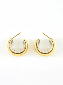Two Tone Tunnel Hoop Earrings