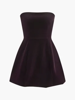 Two Way Bow-Decor Velvet Tube Dress