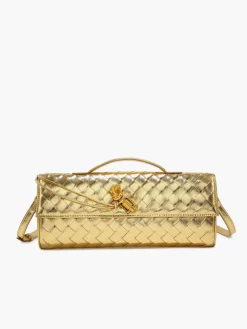 Two Way Woven Flap Clutch Shoulder Bag