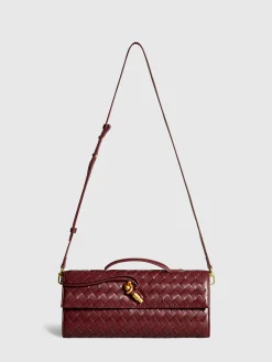 Two Way Woven Flap Clutch Shoulder Bag