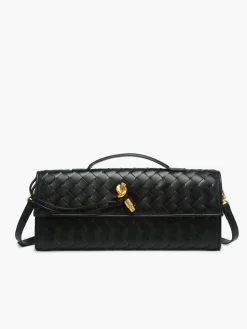 Two Way Woven Flap Clutch Shoulder Bag
