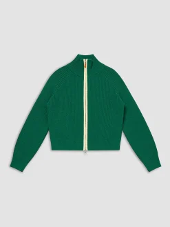 Two Way Zip Contrast Trim Cardigan