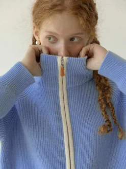 Two Way Zip Contrast Trim Cardigan