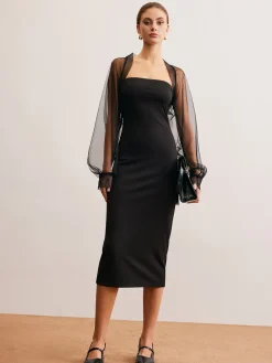 Two-Piece Sheer Shrug Jersey Tube Dress