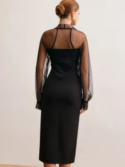 Two-Piece Sheer Shrug Jersey Tube Dress