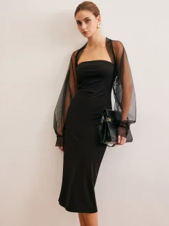 Two-Piece Sheer Shrug Jersey Tube Dress