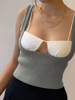 Two-Tone Bra Detail Cami Top