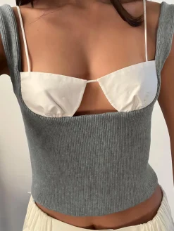 Two-Tone Bra Detail Cami Top