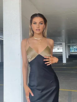 Two-Tone Cami Long Dress