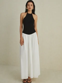 Two-Tone Halter Long Dress