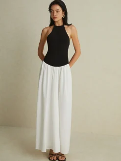 Two-Tone Halter Long Dress