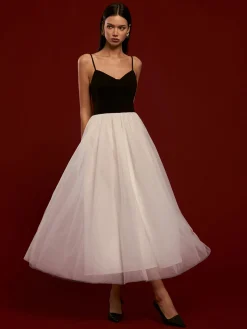 Two-Tone Mesh Cami Dress