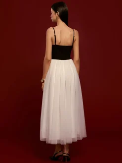 Two-Tone Mesh Cami Dress