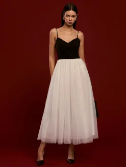 Two-Tone Mesh Cami Dress