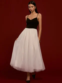 Two-Tone Mesh Cami Dress