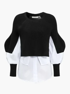Two-Tone Panel Knit Top
