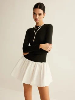 Two-Tone Panel Slim Dress