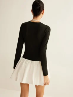 Two-Tone Panel Slim Dress