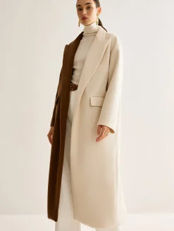 Two-Tone Slit Tweed Long Coat