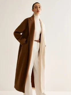 Two-Tone Slit Tweed Long Coat