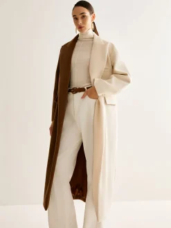 Two-Tone Slit Tweed Long Coat