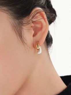 Two-Tone Water Drop Earrings
