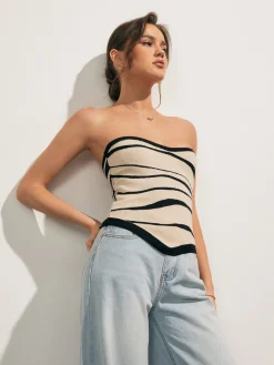 Two-Tone Waves Tube Knit Top