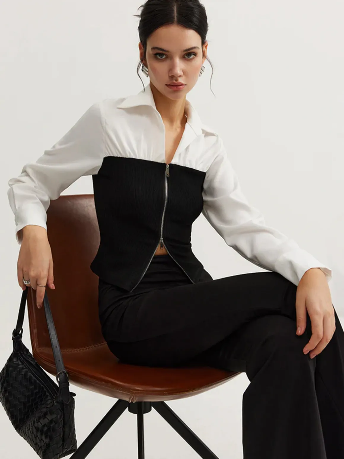 Two-Way Zip Color Block Polo Shirt