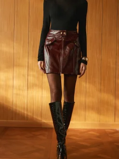 Two-Way Zip Faux Leather Skirt