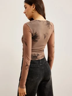 Tye Dye Floral Printed Mesh T-Shirt