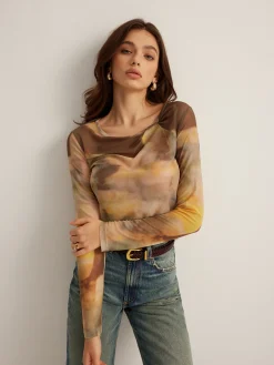 Tye Dye Printed Mesh Blouse