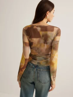Tye Dye Printed Mesh Blouse
