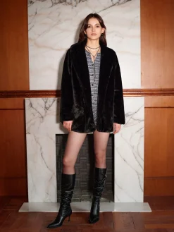 Ultra Warm Draped Faux Fur Coat
