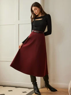 Umbrella Shape Belted Skirt