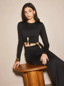 U-Ring Cutout Crop Skirt Set
