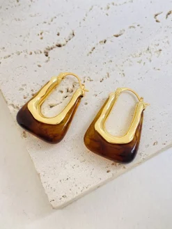 U-Shape Amber Hoop Earrings