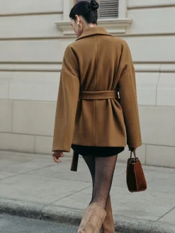 Utility Belted Tweed Coat