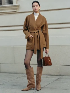Utility Belted Tweed Coat
