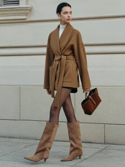 Utility Belted Tweed Coat