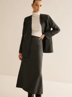 Utility Breasted Split Suit Skirt Set