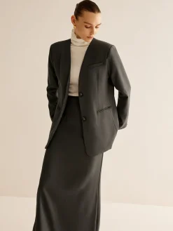 Utility Breasted Split Suit Skirt Set