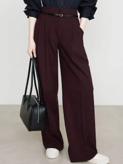 Utility High-Waist Pleated Pants Without Belt