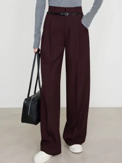 Utility High-Waist Pleated Pants Without Belt