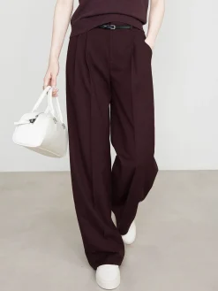 Utility High-Waist Pleated Pants Without Belt