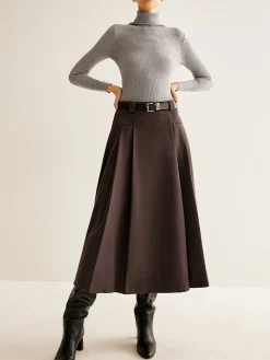 Utility Pleated Belted Skirt